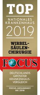 TOP Nationales Krankenhaus Wirbelsäulenchirurgie Focus-Siegel "Wirbelsäulenchirurgie TOP Nationales Krankenhaus!