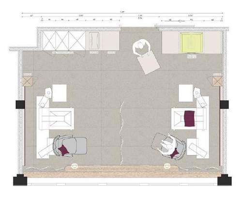 Grundriss-Entwurf für ein Zweibett-Intensivzimmer